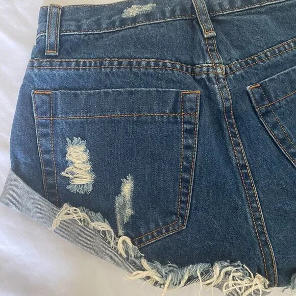 Glamorous Boho High Rise Embroidered Denim Shorts XS NWOT - Picture 8 of 11